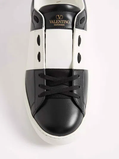 Valentino Garavani Open Leather Sneakers With Contrast Band And Stud Details Shoes In Black