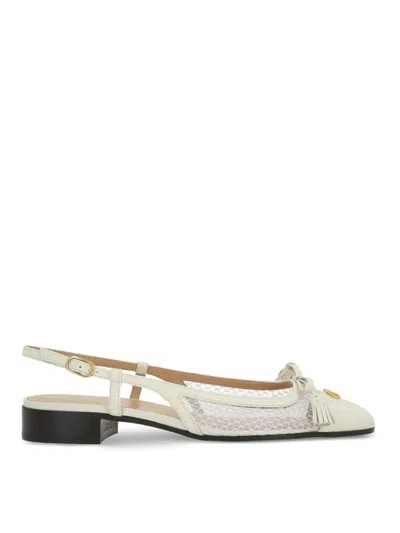 Valentino Garavani Valet Du Roi Tasseled Leather And Mesh Slingback Ballet Flats In White