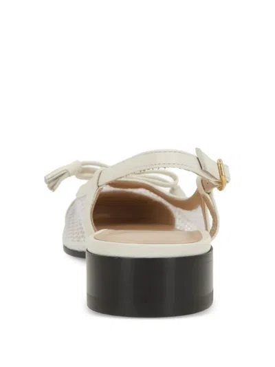 Valentino Garavani Valet Du Roi Tasseled Leather And Mesh Slingback Ballet Flats In White