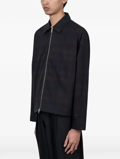 Another Aspect Check Zip Jacket In Blue
