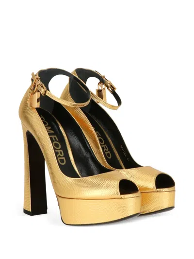Tom Ford Padlock Peep-toe Platform Pumps In Multi
