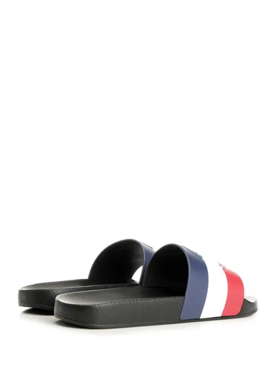 Moncler Basile Logo-embossed Striped Rubber Slides In Multi
