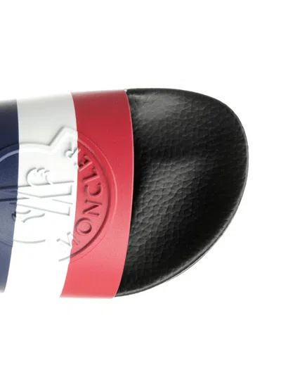 Moncler Basile Logo-embossed Striped Rubber Slides In Multi