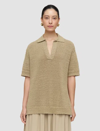 Joseph Rian Knit Cotton-blend Polo Top In Green