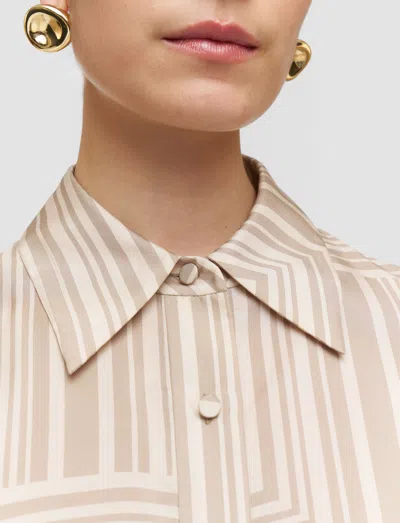Joseph Womens Sand Dark Powder Atlan Grid-print Silk Shirt In Brown