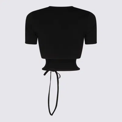 Courrèges Cropped T-shirt In Black