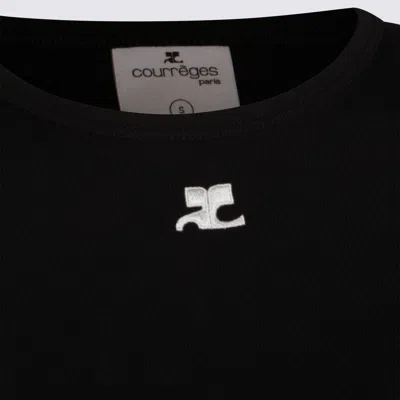 Courrèges Cropped T-shirt In Black