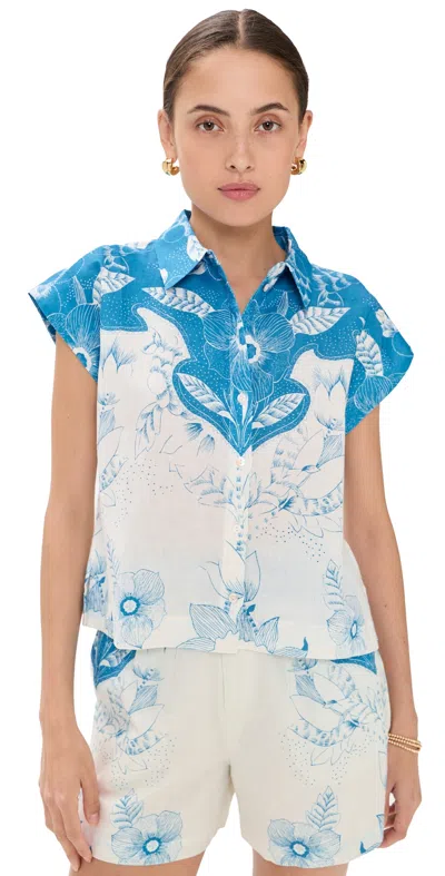 Cleobella Simone Blouse In Blue, White, Multicolor