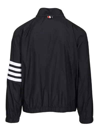 Thom Browne Jacket High Collar Elastic Cuffs Stripe Sleeves In Black