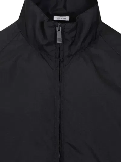 Thom Browne Jacket High Collar Elastic Cuffs Stripe Sleeves In Black