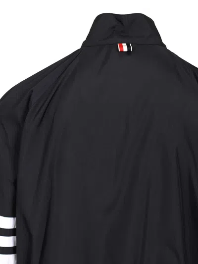 Thom Browne Jacket High Collar Elastic Cuffs Stripe Sleeves In Black