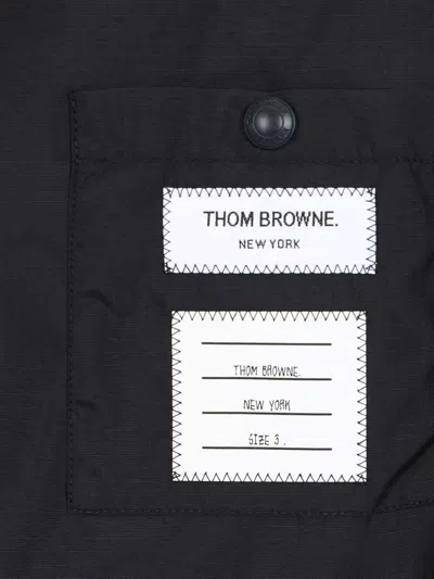 Thom Browne Jacket High Collar Elastic Cuffs Stripe Sleeves In Black