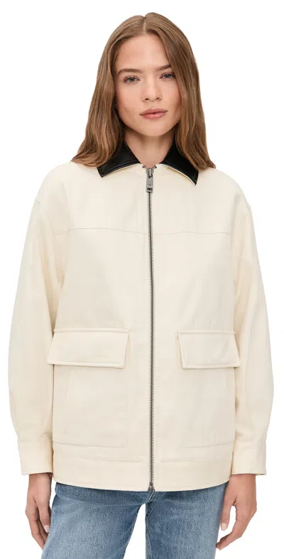 Anine Bing Womens Ecru Holden Contrasting-collar Cotton Jacket Xs In White
