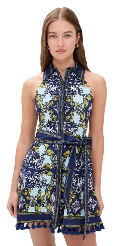 Alice And Olivia Lucy Halter Neck Mini Shirt Dress In Multi
