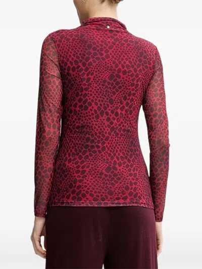 Marc Aurel Patterned Long-sleeved Top In Red