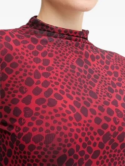 Marc Aurel Patterned Long-sleeved Top In Red