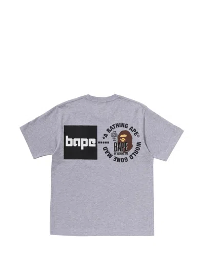 A Bathing Ape Logo-print T-shirt In Gray