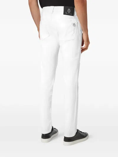 Billionaire 모노그램 스터드 슬림 핏 진 In White