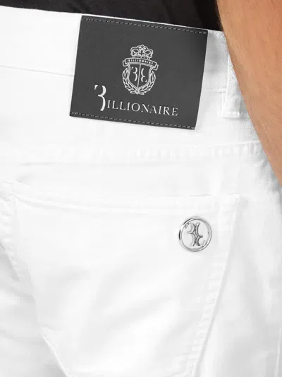 Billionaire 모노그램 스터드 슬림 핏 진 In White