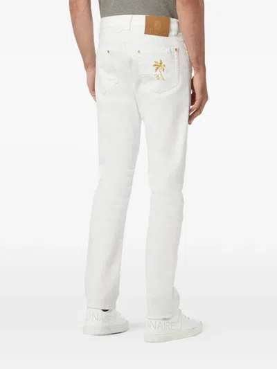 Billionaire 자수 스트레이트 진 In White
