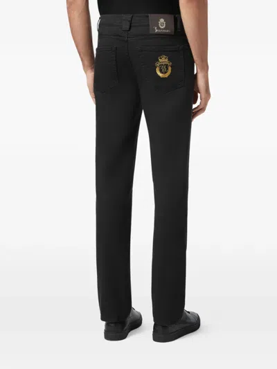 Billionaire 크레스트 자수 팬츠 In Black