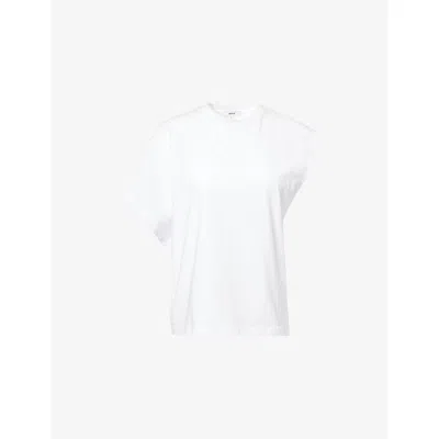 Agolde Beth Draped Organic-cotton Jersey T-shirt In White