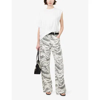 Agolde Beth Draped Organic-cotton Jersey T-shirt In White