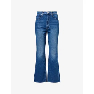 Mother Womens Perfectly Imperfect The Tomcat Roller Skimp Wide-leg Denim Jeans In Blue