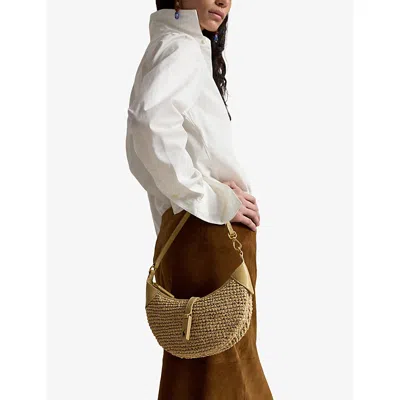 Polo Ralph Lauren Womens Natural Cashmere Polo Id Mini Raffia Shoulder Bag In Sand