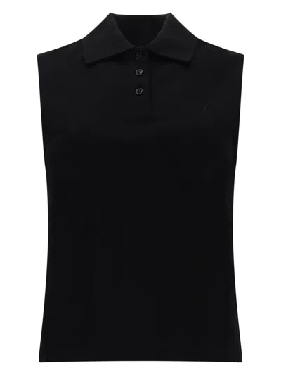 Saint Laurent Cassandre Polo Shirt In Cotton Piqu In Black