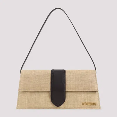 Jacquemus Le Grande Bambino Raffia And Leather Top Handle Bag In Brown