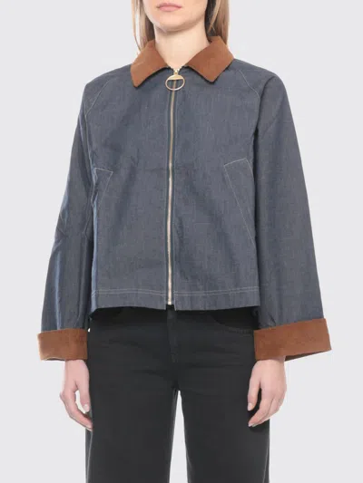 Barbour Freckleton Denim Jacket Dress Contrast Collar Cuffs In Blue