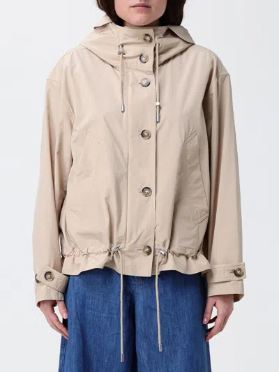 Woolrich Hooded Parka Coat Adjustable Cuffs Hem In Neutral