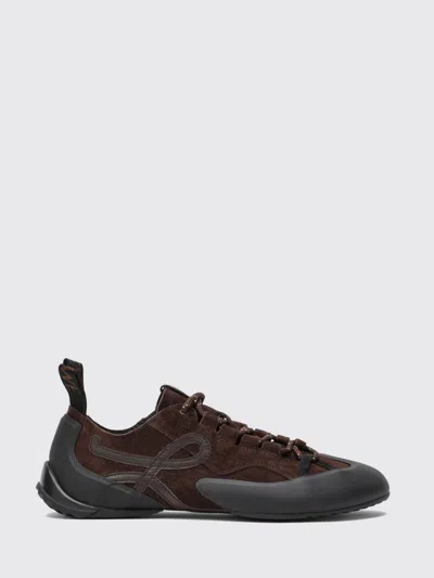 Loewe Grip Panelled Suede Sneakers In Brown