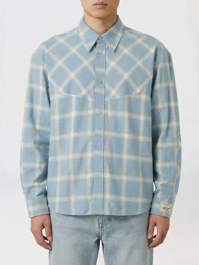 Wooyoungmi Embroidered Jersey Oversize Shirt Check Pattern In Blue