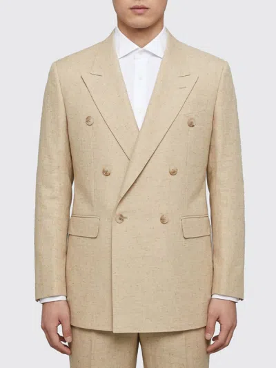 Dolce & Gabbana Man Blazer Camel Size 40 Polyester, Wool, Elastane In Neutral