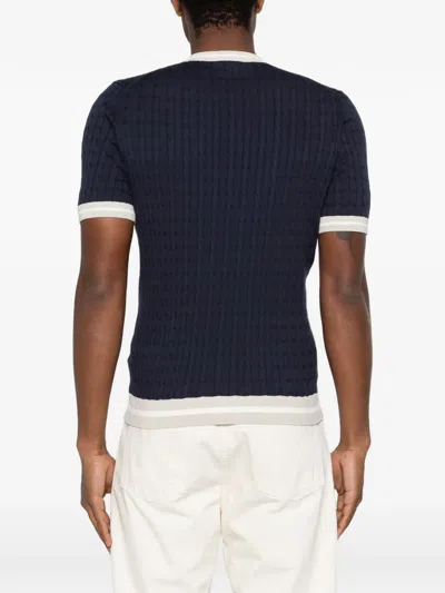 Eleventy Cable-knit T-shirt In Blue