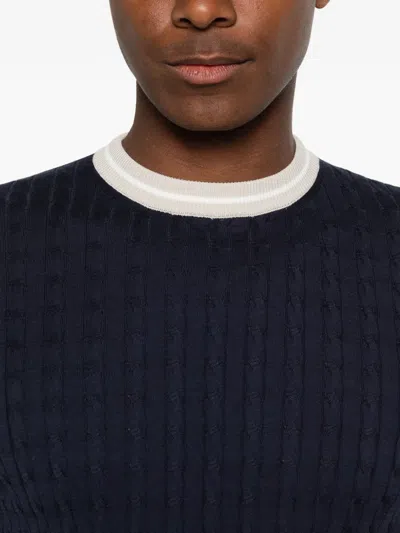 Eleventy Cable-knit T-shirt In Blue