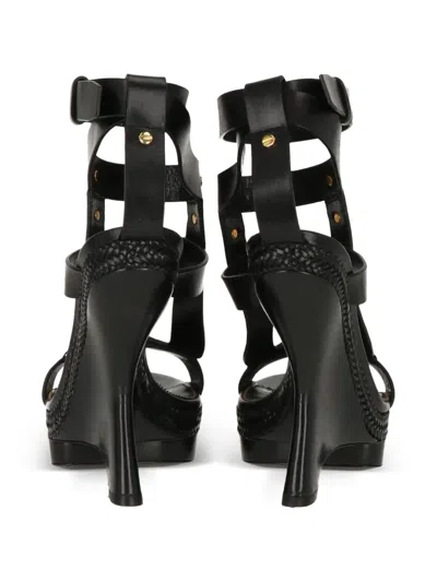 Tom Ford Platform Braided Leather Sandals In Multi