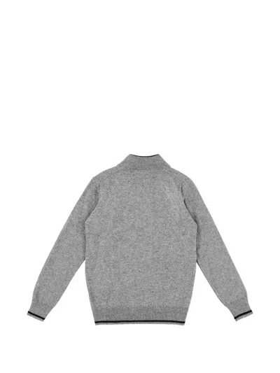 Billionaire Zip Mock Striped Pullover In Gray