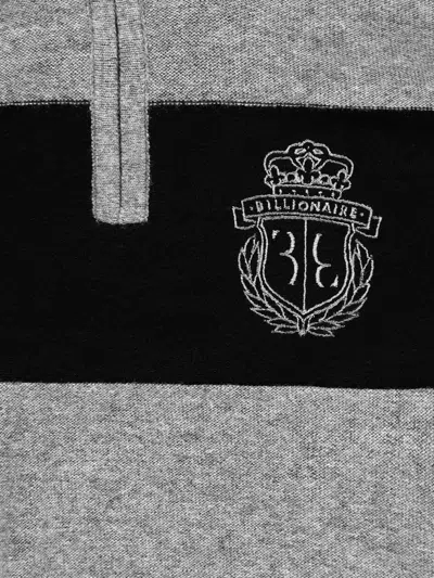 Billionaire Zip Mock Striped Pullover In Gray