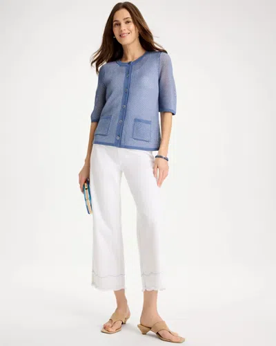 Chico's Pull-on Wide-leg White Crop Jeans In Multi