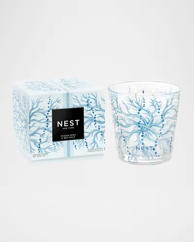 Nest New York Ocean Mist & Sea Salt Decorative 3-wick Candle, 21.2 Oz. In Blue