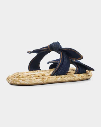 Zimmermann Carousel Bow-detail Woven-sole Flat Sandals In Blue