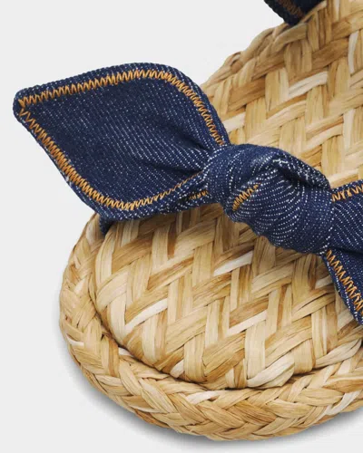 Zimmermann Carousel Bow-detail Woven-sole Flat Sandals In Blue