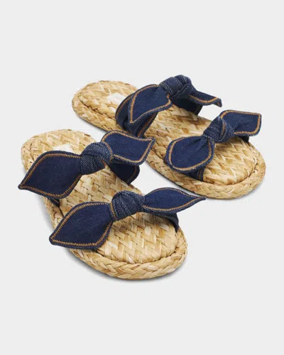 Zimmermann Carousel Bow-detail Woven-sole Flat Sandals In Blue