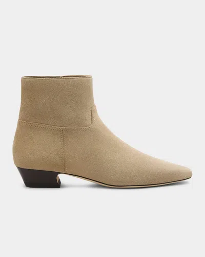 Stuart Weitzman Stassi Suede Zip Ankle Boots In Brown