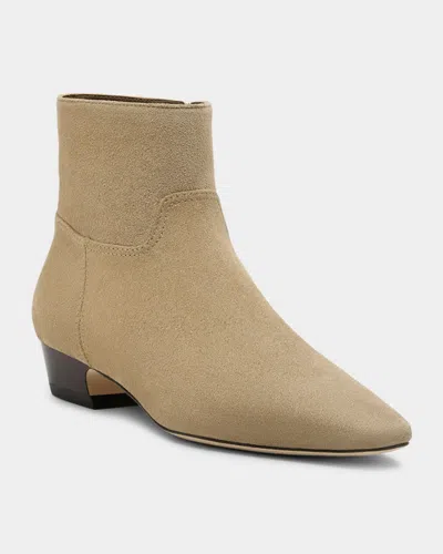 Stuart Weitzman Stassi Suede Zip Ankle Boots In Brown