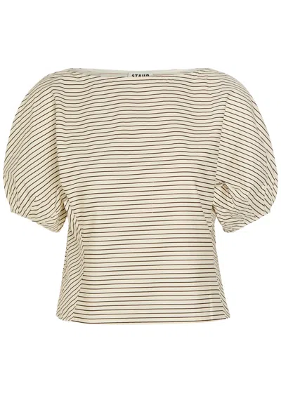 Staud Didi Cotton Popeline Micro Stripes Top Tops Multicolor In Multi