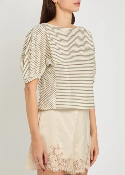 Staud Didi Cotton Popeline Micro Stripes Top Tops Multicolor In Multi